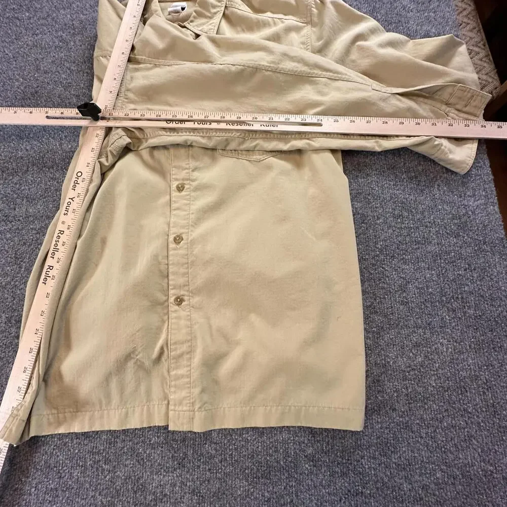 The North Face Mens Casual Button Up Shirt Light Tan Nylon Hiking Top M 39